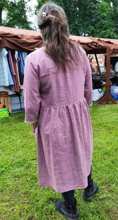 Lněné šaty MAUVE s krajkou - Image 2
