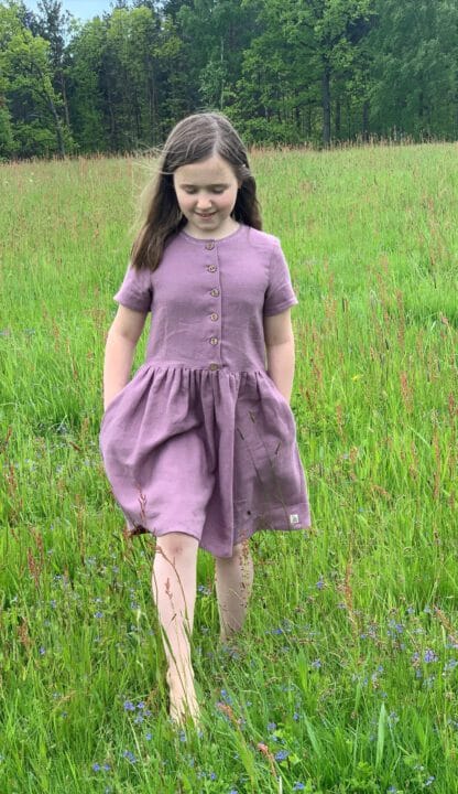 Lněné šaty - MAUVE s výšivkou - Image 2