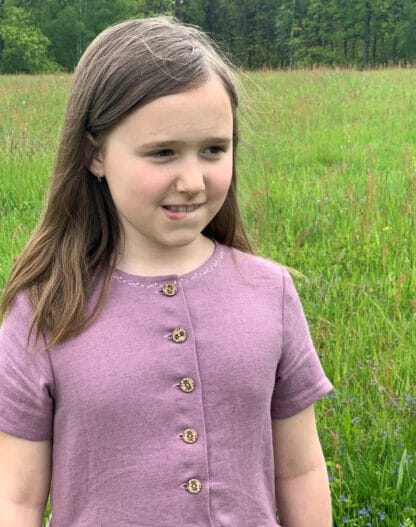 Lněné šaty - MAUVE s výšivkou - Image 3