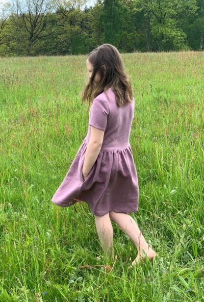 Lněné šaty - MAUVE s výšivkou - Image 4