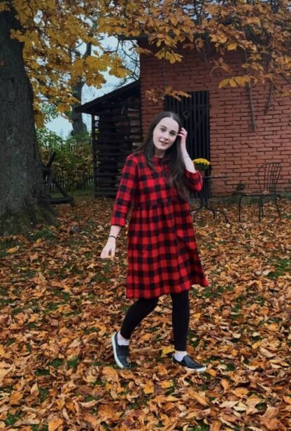 Flanelové šaty ČERVENÉ KÁRO