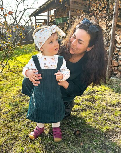 Manšestrová sukně s laclem LAHVOVĚ ZELENÁ - Image 3