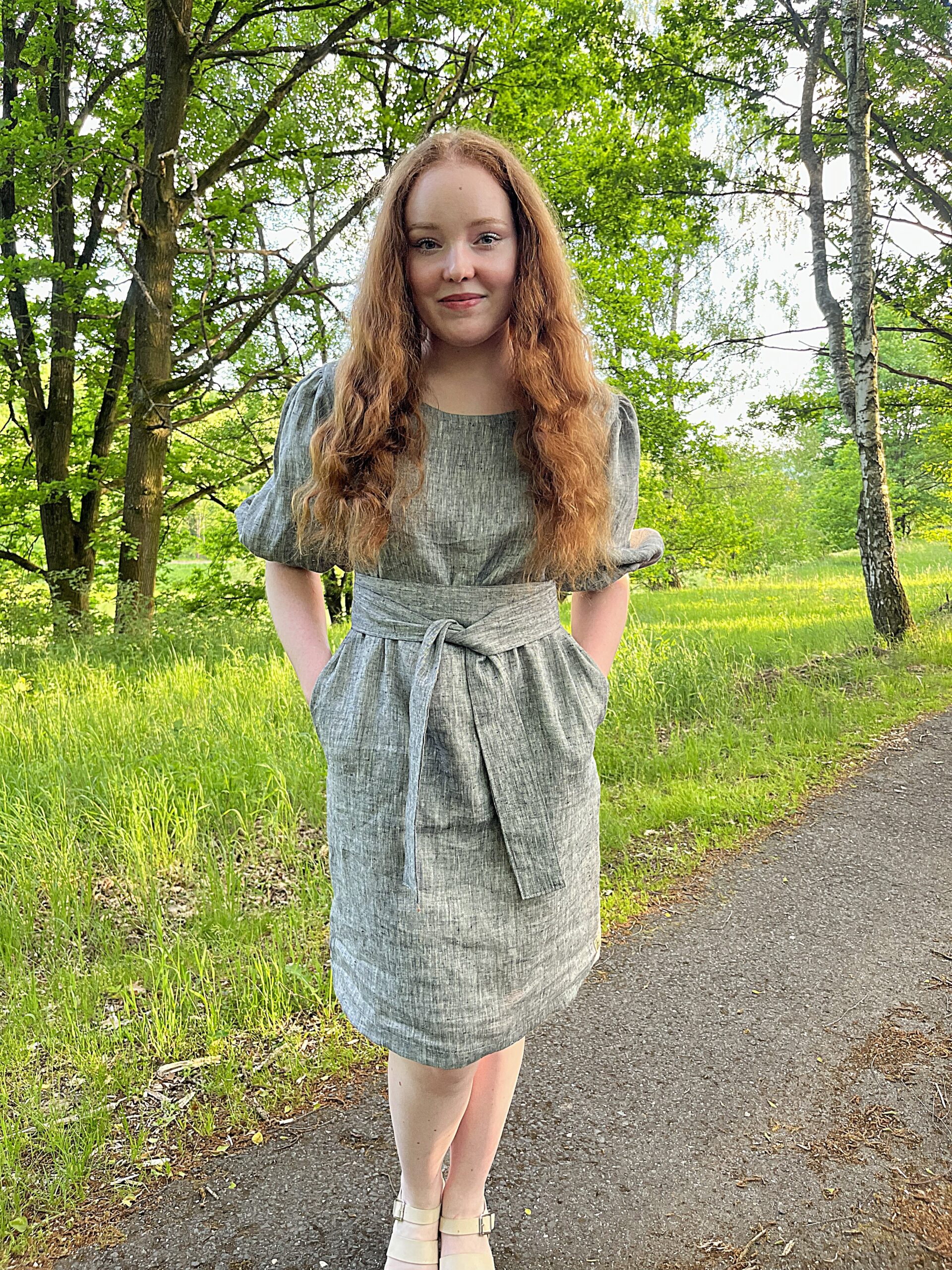 Lněné šaty VIVIEN - Silver melange - Obrázek 6