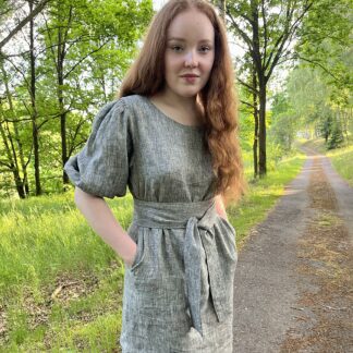 Lněné šaty VIVIEN - Silver melange