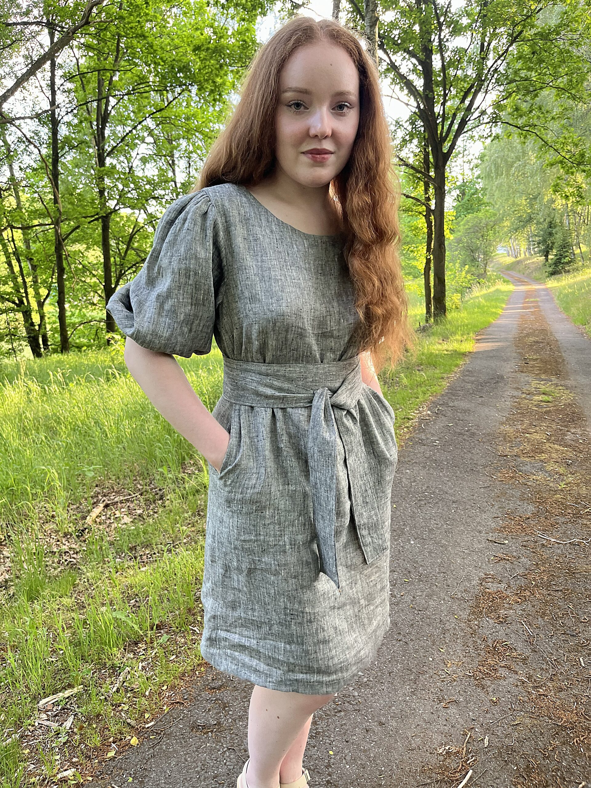 Lněné šaty VIVIEN - Silver melange