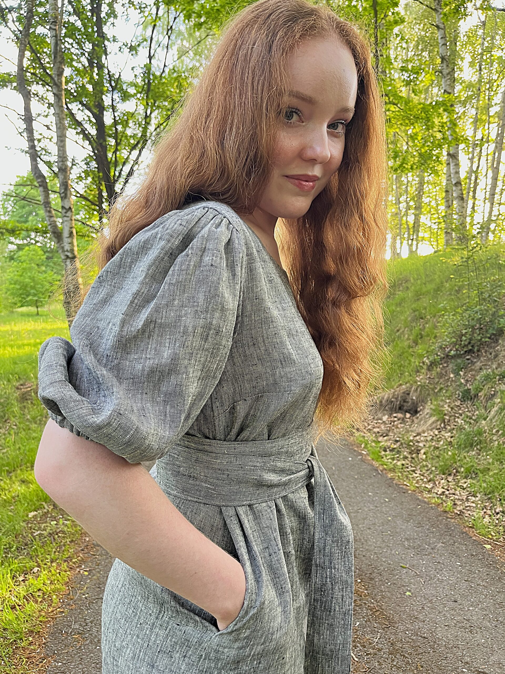 Lněné šaty VIVIEN - Silver melange - Obrázek 5