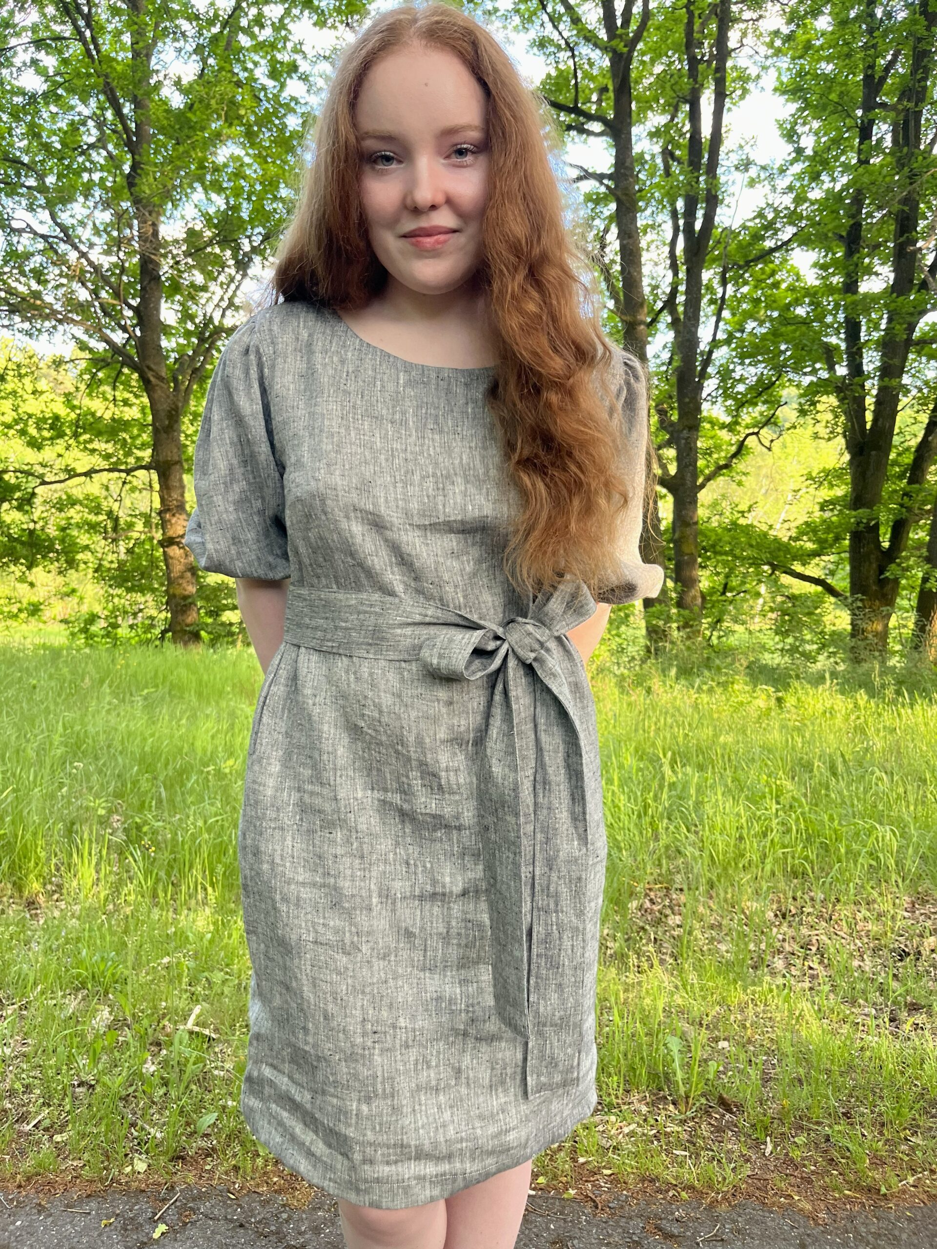 Lněné šaty VIVIEN - Silver melange - Obrázek 3