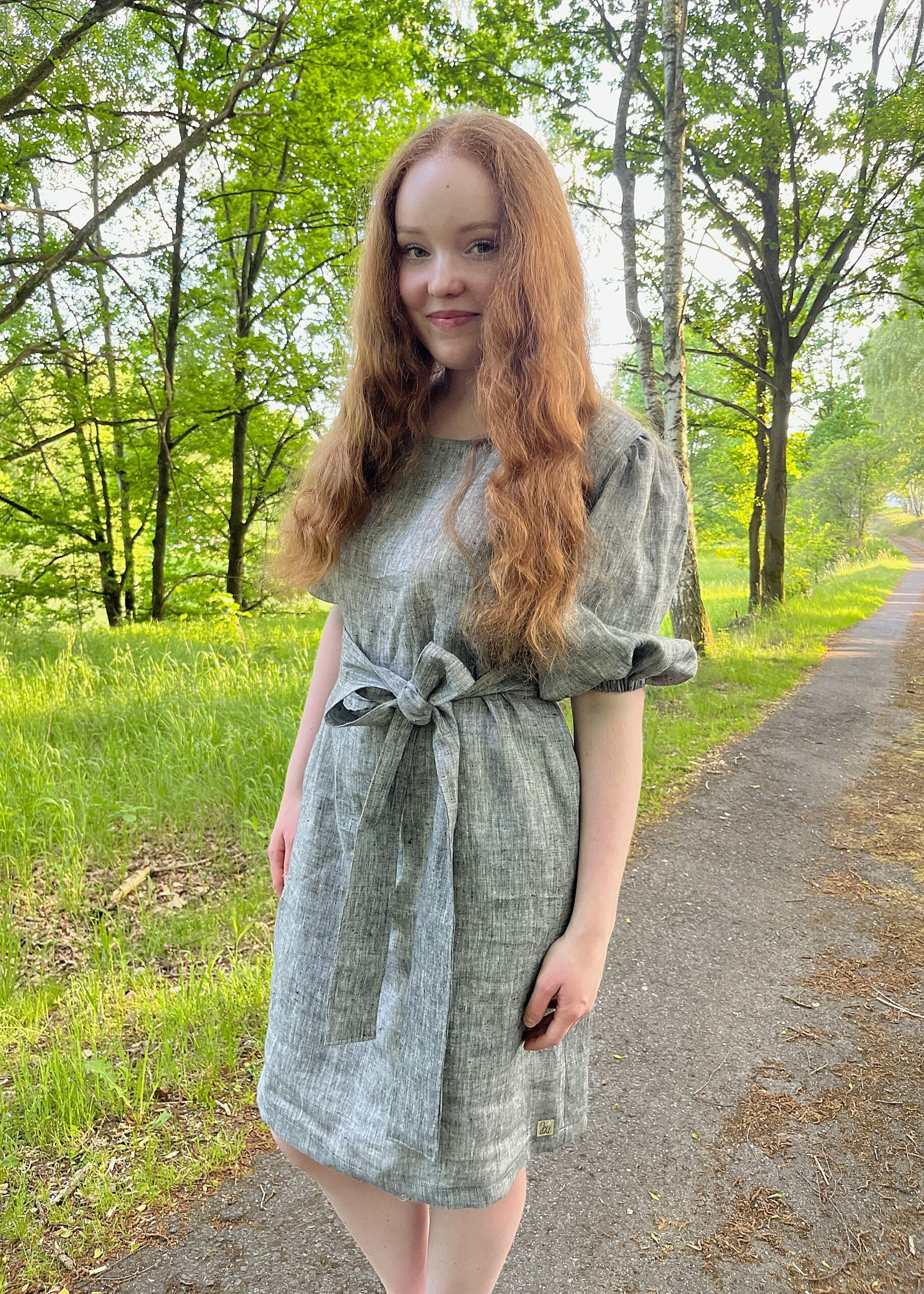 Lněné šaty VIVIEN - Silver melange - Obrázek 2