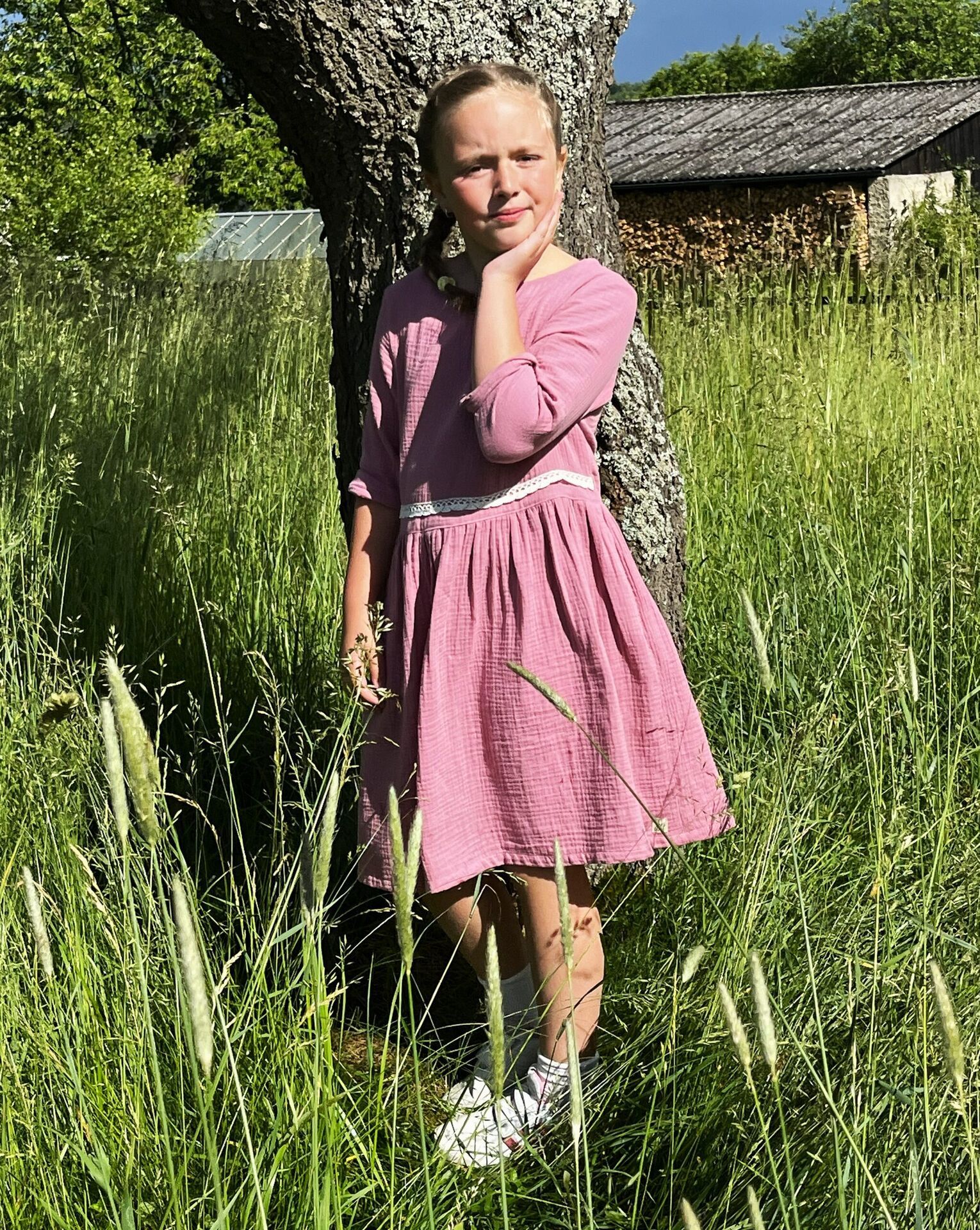 Mušelínové šaty - OLD ROSE s krajkou